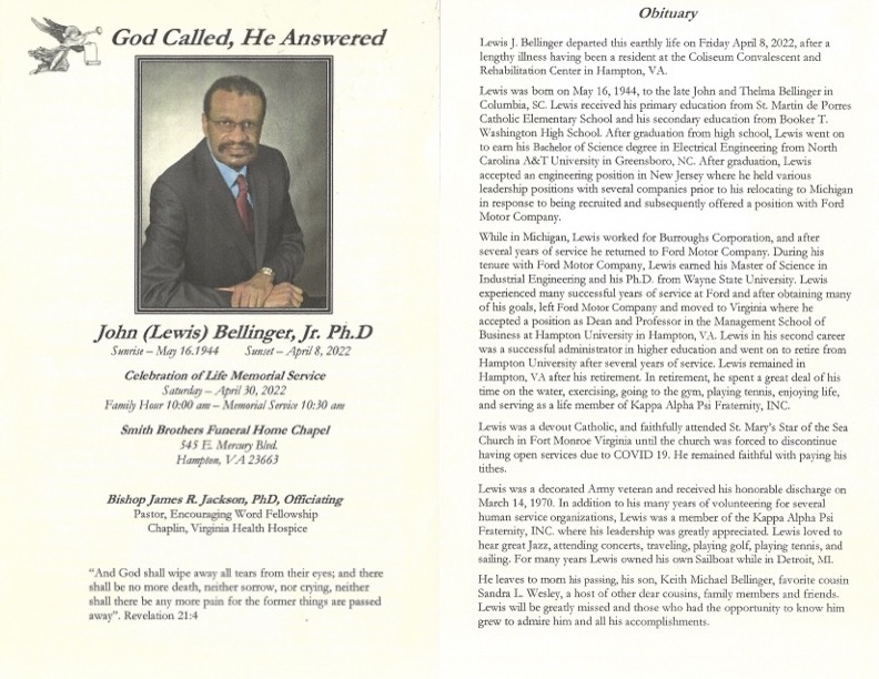 God Called, He Answered          John (Lewis) Bellinger, Jr. Ph.D